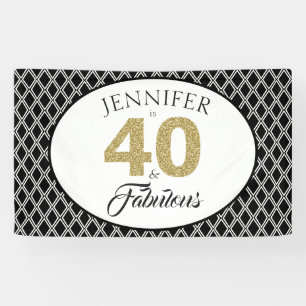 Banderoles Parties scintillantes 40 d'or et anniversaire de