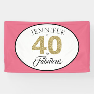 Banderoles Parties scintillantes 40 d'or et anniversaire de