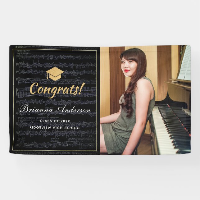 Banderoles Partition Black & Gold Photo Graduation (Horizontal)
