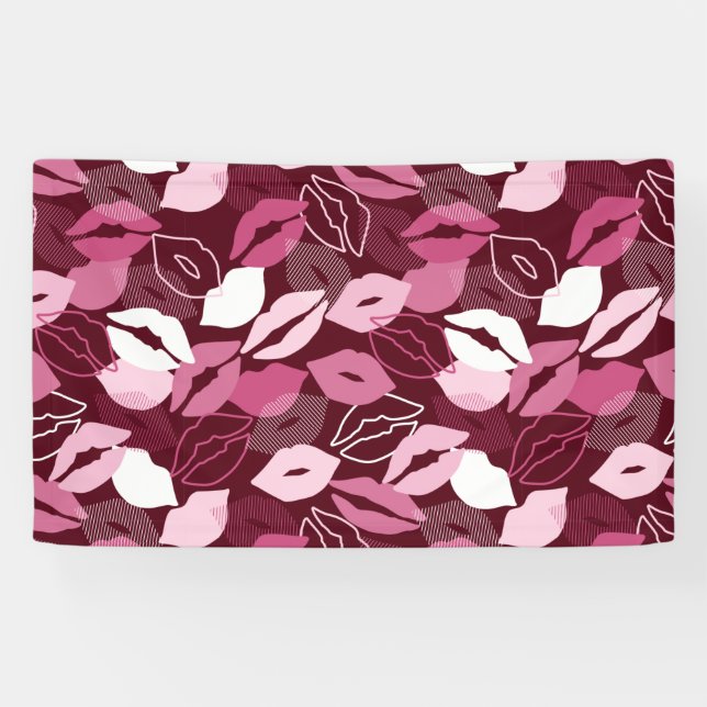 Banderoles Passionné Rouge rose lèvres embrasser Motif (Horizontal)