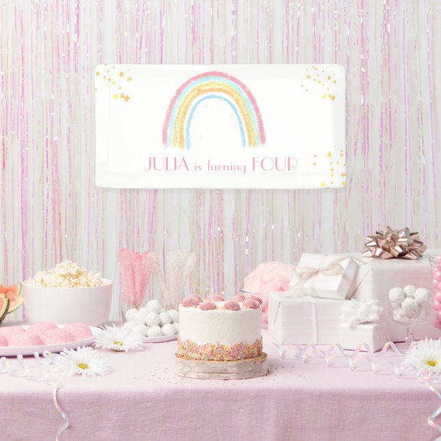 Banderoles Pastel arc-en-ciel pétillant Anniversaire (Fête)