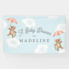 Banderoles Pastel Classic Teddy Bear Peach Blue Baby shower