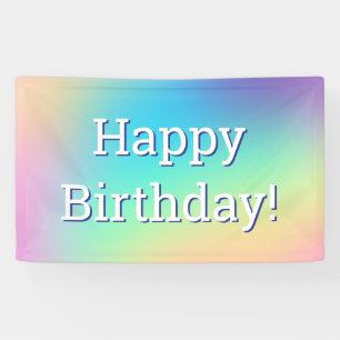 Banderoles Pastel doux et prismatique Gradient "Joyeux annive