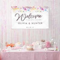 Pastel Floral Aquarelle Mariage Welcome Banner