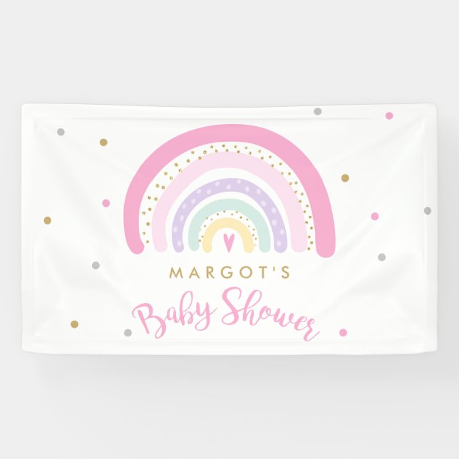 Banderoles Pastel Rainbow Baby shower Bienvenue (Horizontal)