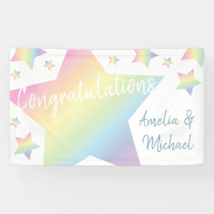 Banderoles Pastel Rainbow Stars Baby shower Simple Moderne