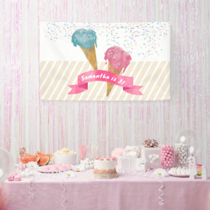 Banderoles Pastel Retro Aquarelle Crème glacée et arrosages