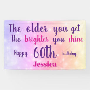 Banderoles Pastel rose étincelant 60e anniversaire personnali