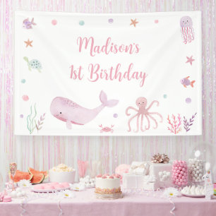 Banderoles Pastel rose sous la mer Anniversaire