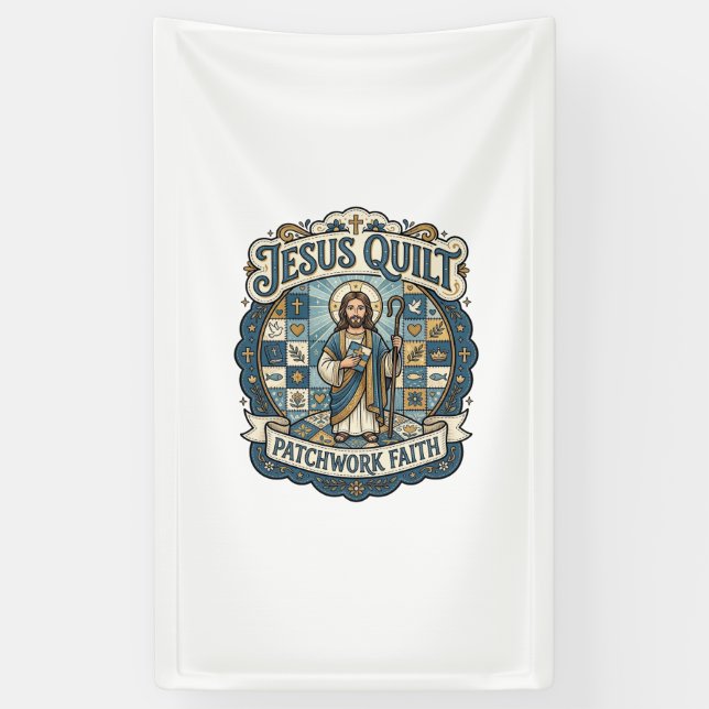 Banderoles Patchwork Jésus Foi Patchwork Jésus  (Vertical)