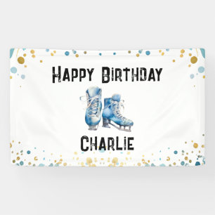 Banderoles Patinage sur glace Anniversaire Blue Gold Party