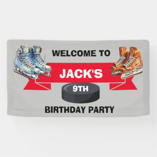 Banderoles Patins de hockey sur glace fête d'anniversaire