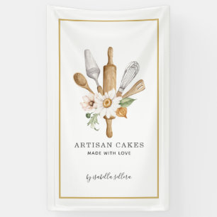Banderoles Pâtisserie Chef Aquarelle Outils Business Banc