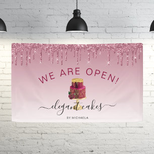 Banderoles Pâtisserie Nous sommes ouverts Paillettes Goutte B