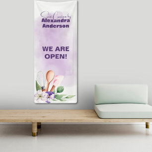 Banderoles Pâtisserie Outils Purple Floral Aquarelle