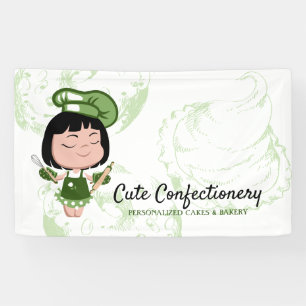 Banderoles Pâtissier Confiseur vert Fille Dessin Animé