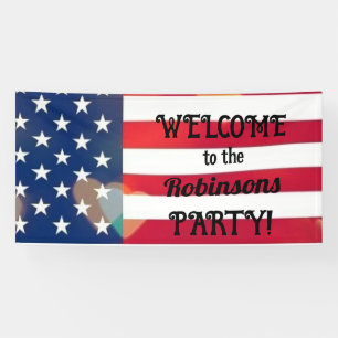 Banderoles Patriotique USA Coeurs drapeau avec texte calligra
