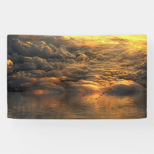 Banderoles Paysage des nuages et de l'eau avec les oiseaux