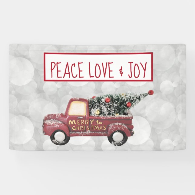 Banderoles Peace Love & Joy Toy Camion Joyeux Noël (Horizontal)