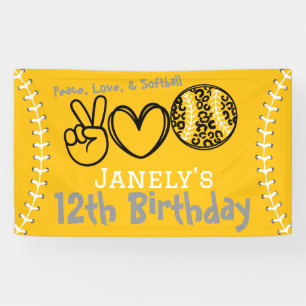 Banderoles Peace Love Softball Anniversaire