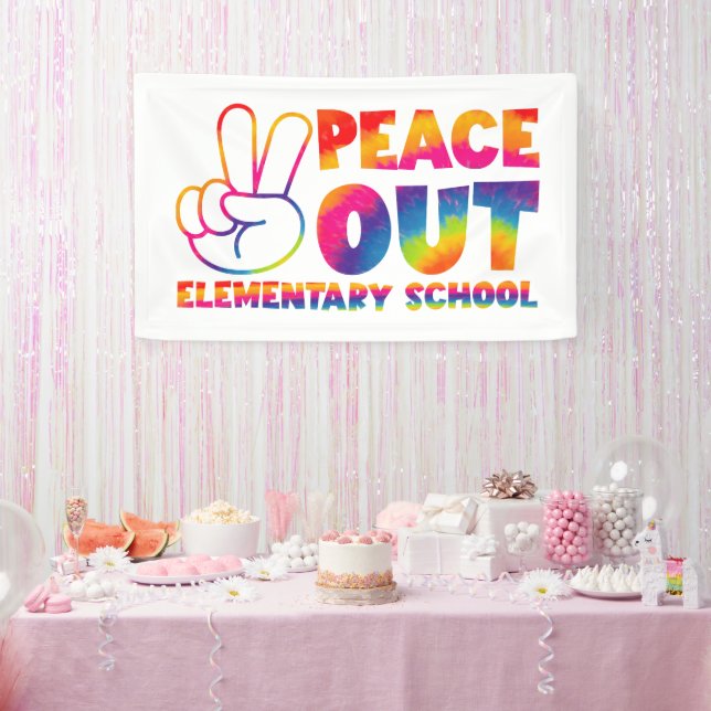 Banderoles Peace Out Élémentaire École Tie Dye Dernier jour (Fête)
