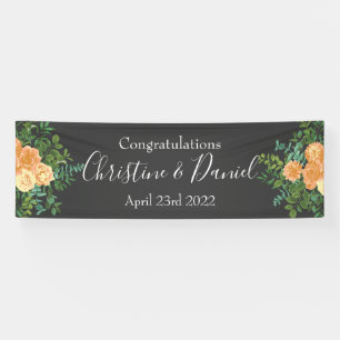 Banderoles Peach Dark Grey Mariage Rose Floral