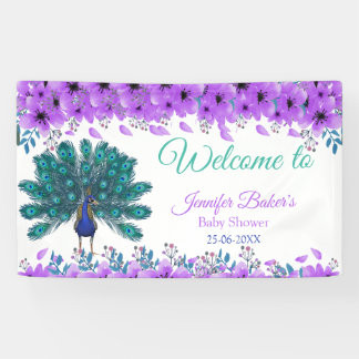 Banderoles Peacock vert et bleu | Fleurs d'aquarelle violette