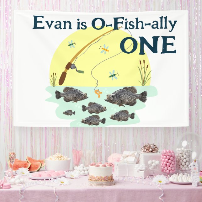 Banderoles Pêcher un enfant premier anniversaire Crappie Pois (Fête)