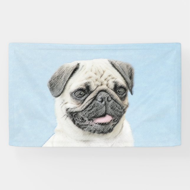 Banderoles Peinture de carlin - Joli art original de chien (Horizontal)