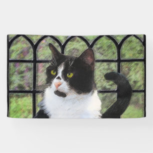 Banderoles Peinture de chat Tuxedo - Cute Original Cat Art