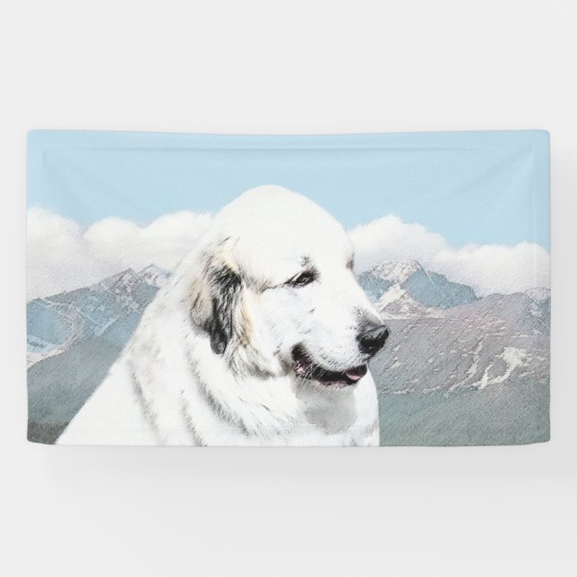 Banderoles Peinture des Pyrénées - Art original du chien (Horizontal)