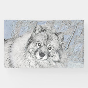 Banderoles Peinture Keeshond Beth - Joli art original chien