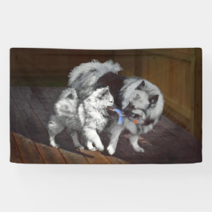 Banderoles Peinture Keeshond Playtime - Jolie art original ch