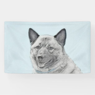 Banderoles Peinture norvégienne Elkhound - Art original Chien