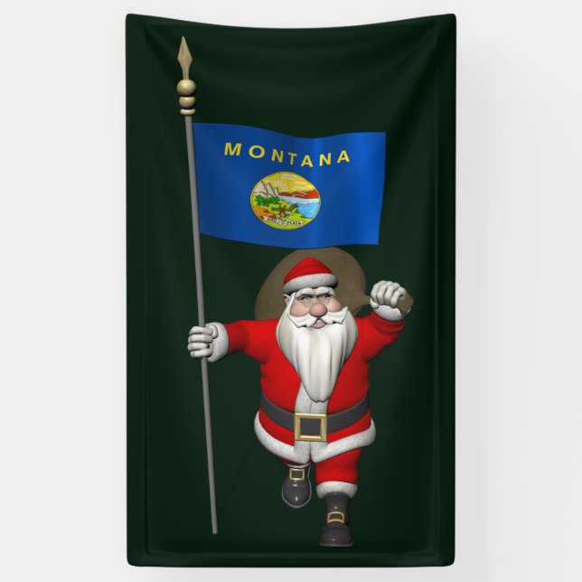 Banderoles Père Noël Avec Drapeau Du Montana (Vertical)