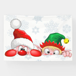 Banderoles Père Noël et Elf Cute et drôle Caractères Pékin