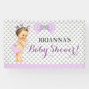 Banderoles Perles Diamants Princesse Bébé Lavande Couronne