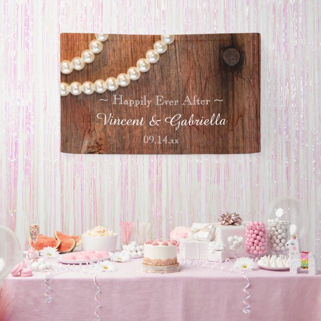 Banderoles Perles rustiques et Mariage campagnard en bois de  (Fête)