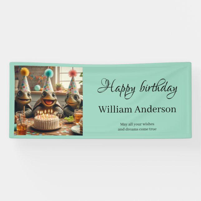 Banderoles Personalized birthday banner with turtles (Horizontal)