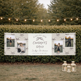 Banderoles Personalized Cream Taupe Bows 4 Photo Graduation