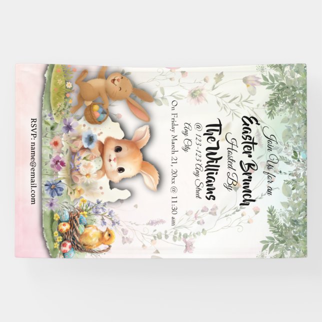 Banderoles Personalized Easter Brunch Party Banner (Horizontal)