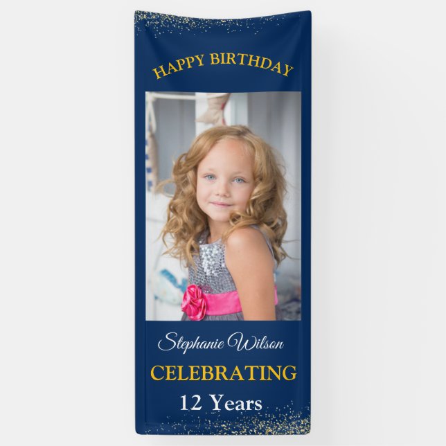Banderoles Personalized Happy Birthday Photo Celebration  (Vertical)