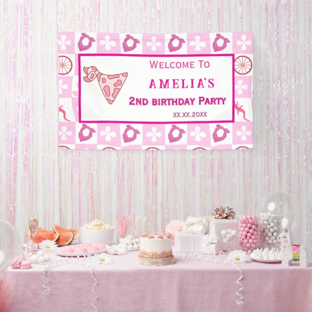 Banderoles Personalized Pink Cowgirl Birthday Party  (Fête)