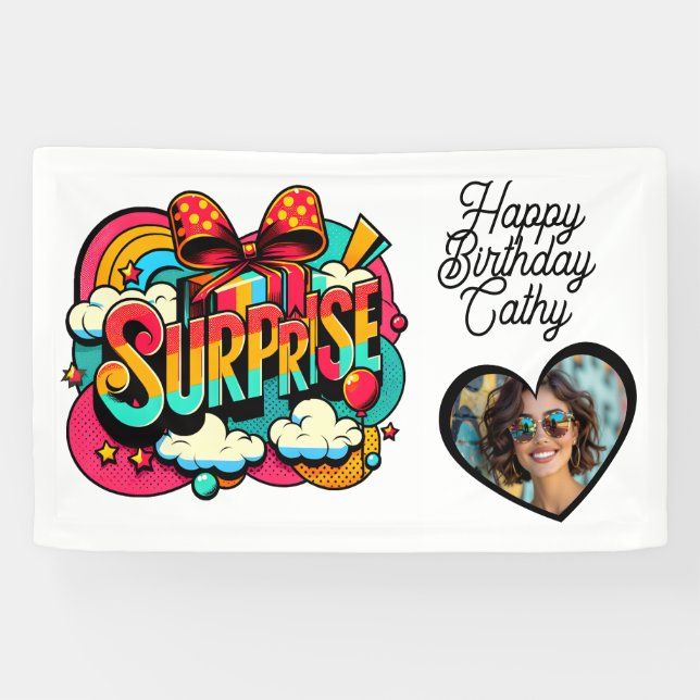 Banderoles Personalized Retro Surprise Pop Art Party Birthday (Horizontal)