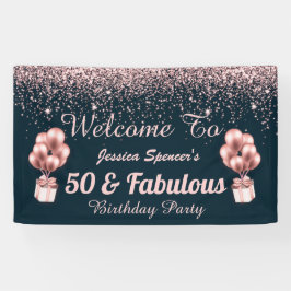 Banderoles Personnalisable 50 et Fabulous Rose Gold Birthday