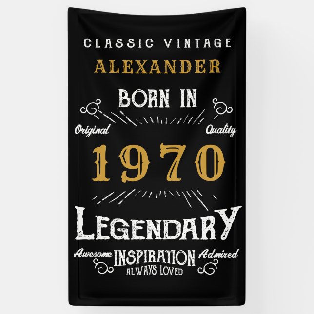 Banderoles Personnalisé 1970 Anniversaire Ajouter Votre Nom L (Vertical)