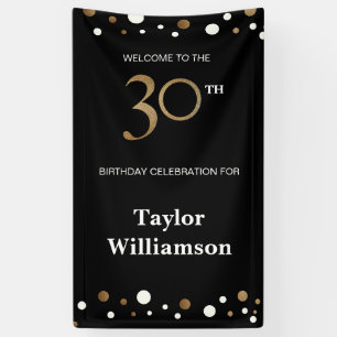 Banderoles Personnalisé 30e anniversaire Gold et confetti noi