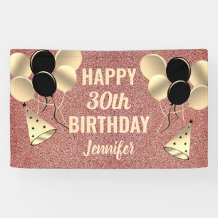 Banderoles Personnalisé 30e anniversaire Rose Gold Parties sc
