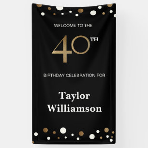Banderoles Personnalisé 40e anniversaire Gold et confetti noi