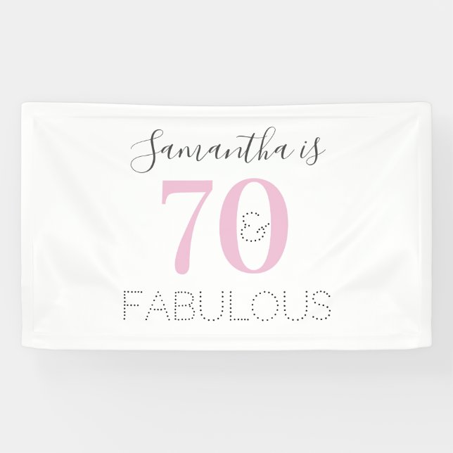 Banderoles Personnalisé 70 et fabuleux Anniversaire rose mode (Horizontal)